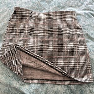 Plaid houndstooth office mini skirt